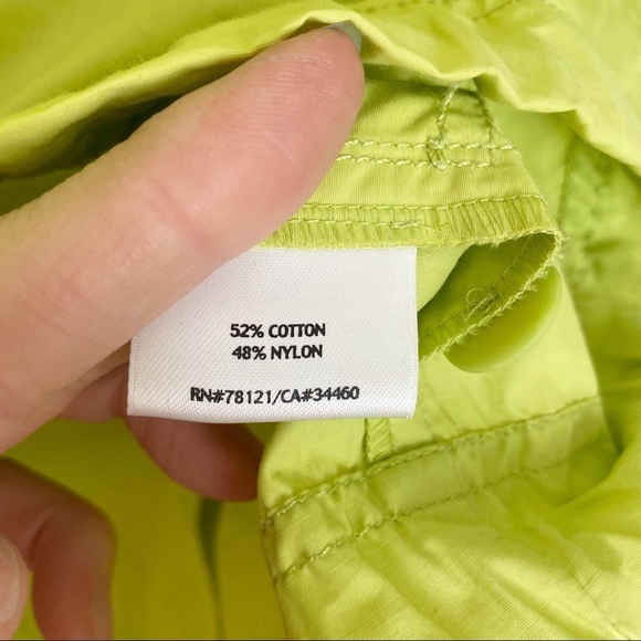 EILEEN FISHER Button-Down Neon Green Rain Jacket L - Picture 10 of 13
